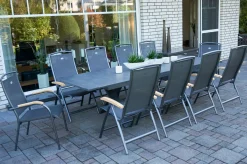 Clearance Sondermodell Xanadu / Raffaelo Garten-Essgruppe, xerix/anthrazit, Alu/Glaskeramik, 2 Stapelsessel, 8 Klappstühle, 220/280x100cm Garten-Essgruppen
