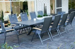 Clearance Sondermodell Xanadu / Raffaelo Garten-Essgruppe, xerix/anthrazit, Alu/Glaskeramik, 2 Stapelsessel, 8 Klappstühle, 220/280x100cm Garten-Essgruppen