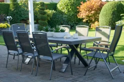 Online Sondermodell Xanadu / Raffaelo Garten-Essgruppe, xerix/anthrazit, Alu/Glaskeramik, 6 Stapelsessel, 2 Klappstühle, 220/280x100cm Garten-Essgruppen|Aluminium-Gartenmöbel