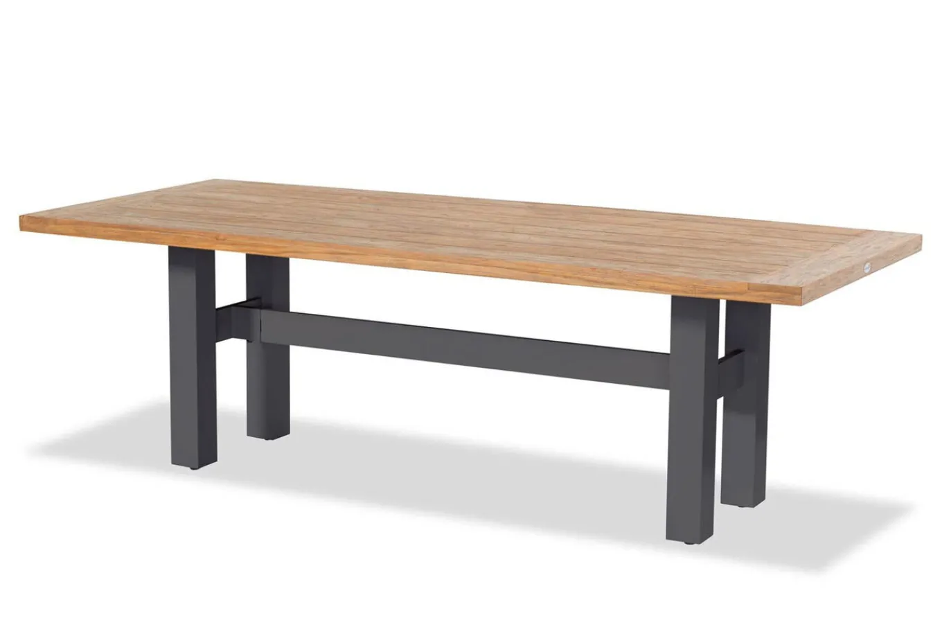 Discount Sondermodell Yasmani / Primo Garten-Essgruppe, xerix/natur, Alu/Teak/Glaskeramik, 8 Klappstühle, 220/280x100cm, Teak Armlehnen Aluminium-Gartenmöbel|Teak-Gartenmöbel