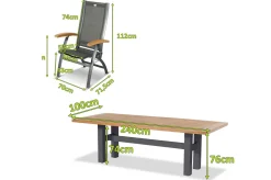 Discount Sondermodell Yasmani / Primo Garten-Essgruppe, xerix/natur, Alu/Teak/Glaskeramik, 8 Klappstühle, 220/280x100cm, Teak Armlehnen Aluminium-Gartenmöbel|Teak-Gartenmöbel