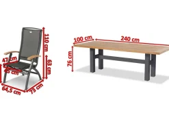 Discount Sondermodell Yasmani/Da Vinci Garten-Essgruppe, xerix, Alu/Teakholz, 240x100cm, 6 Klappstühle Garten-Essgruppen