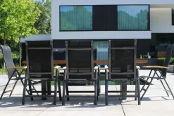 Best Sondermodell Yasmani/Alice Garten-Essgruppe, xerix, Alu/Teakholz, 4x4 Textilen, 240x100cm, 8 Klappstühle Garten-Essgruppen