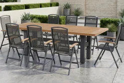 Hot Sondermodell Yasmani/Raffaelo Garten-Essgruppe, xerix, Alu/Teakholz, 240x100cm, 8 Klappstühle Garten-Essgruppen