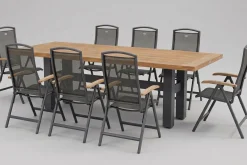 Hot Sondermodell Yasmani/Raffaelo Garten-Essgruppe, xerix, Alu/Teakholz, 240x100cm, 8 Klappstühle Garten-Essgruppen