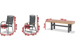 Discount Sondermodell Yasmani/Raffaelo Garten-Essgruppe, xerix, Alu/Teakholz, 240x100cm, 6 Stapel-, 2 Klappstühle Garten-Essgruppen
