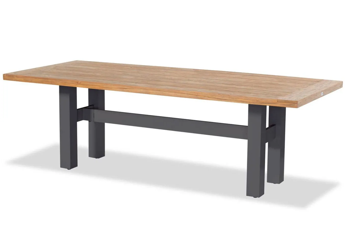 Hot Sondermodell Yasmani / Primo Garten-Essgruppe, xerix/natur, Alu/Teak/Glaskeramik, 6 Klappstühle, 240x100cm, Teak Armlehnen Garten-Essgruppen|Aluminium-Gartenmöbel