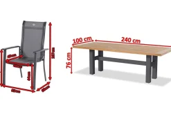 Sondermodell Yasmani/Alice Comfort Garten-Essgruppe, xerix, Alu/Teakholz, 240x100cm, 8 Stapelsessel Garten-Essgruppen