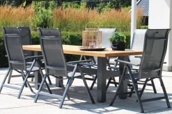 Best Sondermodell Yasmani/Alice Comfort Garten-Essgruppe, xerix, Alu/Teakholz, 240x100cm, 6 Klappstühle Garten-Essgruppen