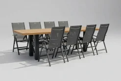 Hot Sondermodell Yasmani/Alice Comfort Garten-Essgruppe, xerix, Alu/Teakholz, 240x100cm, 8 Klappstühle Garten-Essgruppen