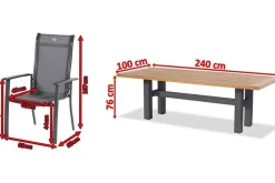 Outlet Sondermodell Yasmani/Alice Comfort Garten-Essgruppe, xerix, Alu/Teakholz, 240x100cm, 6 Stapelsessel Garten-Essgruppen|Aluminium-Gartenmöbel