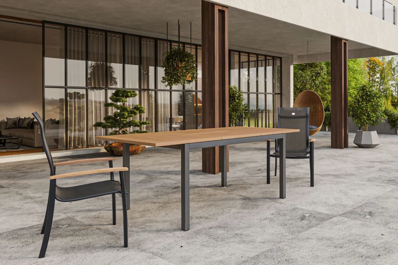 Best South Wales Ausziehtisch, xerix/natur, Alu/Teak, 150/210x90cm, mit Synchronauszug Gartentische