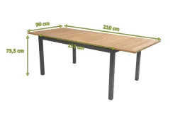 Best South Wales Ausziehtisch, xerix/natur, Alu/Teak, 150/210x90cm, mit Synchronauszug Gartentische