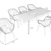Best South Wales Garten-Essgruppe, xerix/natur/schwarz/weiß, Alu/Teak/Kunststoff, Ausziehtisch 150/210 x 90 cm, inkl. 6 Sessel Aluminium-Gartenmöbel