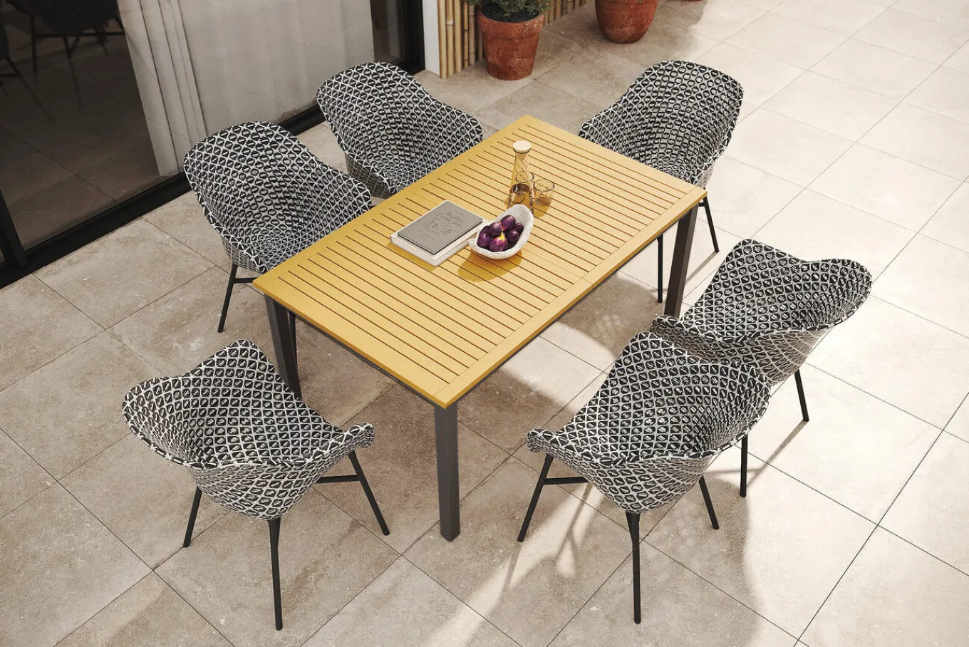 Best South Wales Garten-Essgruppe, xerix/natur/schwarz/weiß, Alu/Teak/Kunststoff, Ausziehtisch 150/210 x 90 cm, inkl. 6 Sessel Aluminium-Gartenmöbel
