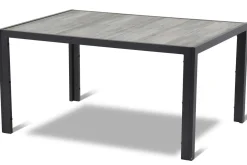 Tanger/Aruba Garten-Essgruppe, xerix/grey wood, Aluminium/Keramik, 168x105cm, 4 Stapelsessel Garten-Essgruppen|Aluminium-Gartenmöbel