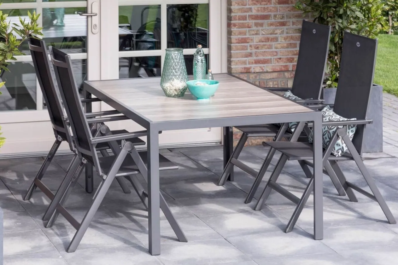 Outlet Tanger Esstisch, xerix/grey wood, Aluminium/Keramik, 168x105cm Gartentische