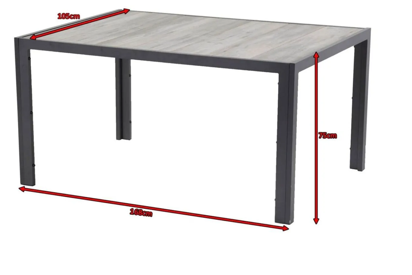 Outlet Tanger Esstisch, xerix/grey wood, Aluminium/Keramik, 168x105cm Gartentische
