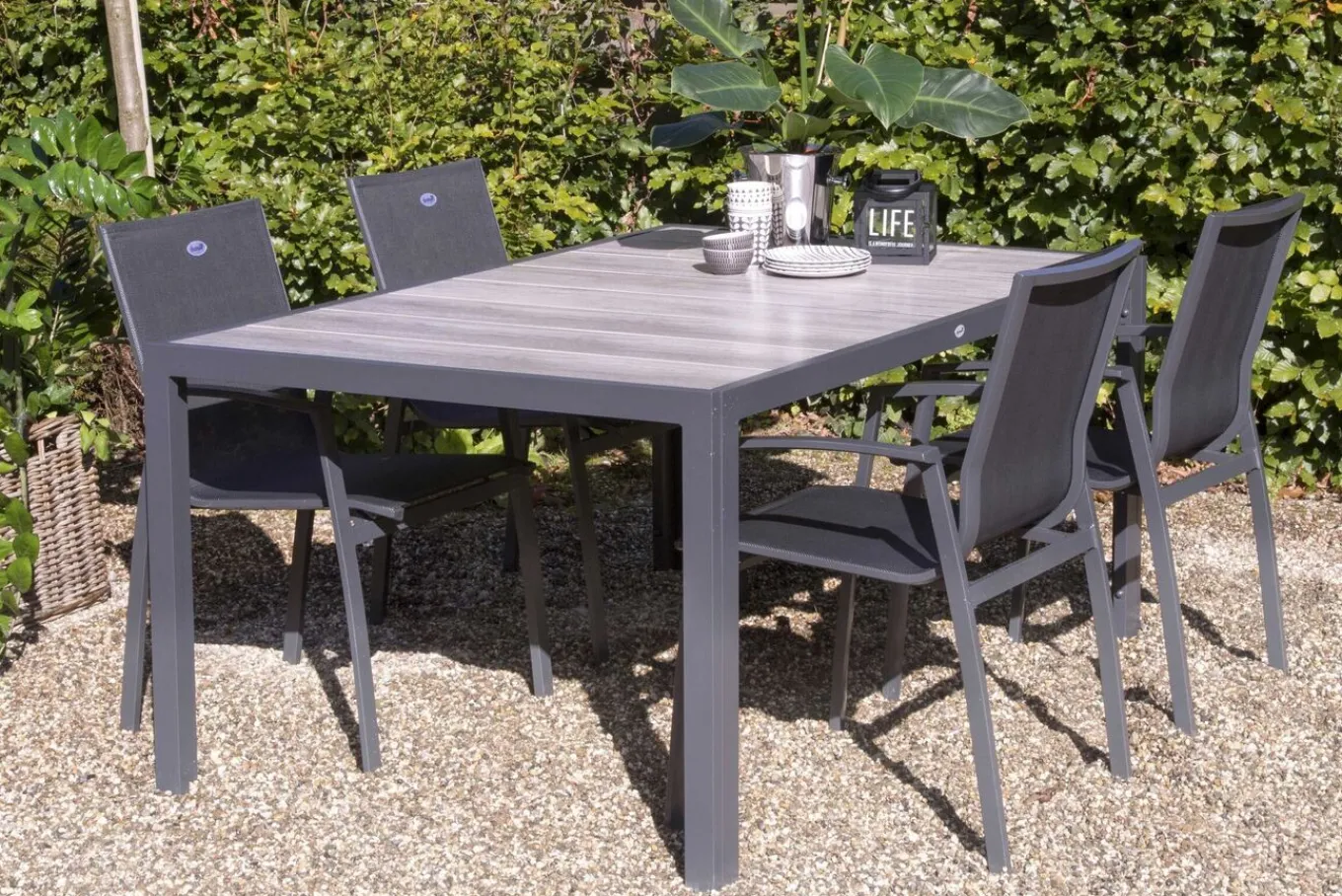 Outlet Tanger Esstisch, xerix/grey wood, Aluminium/Keramik, 168x105cm Gartentische