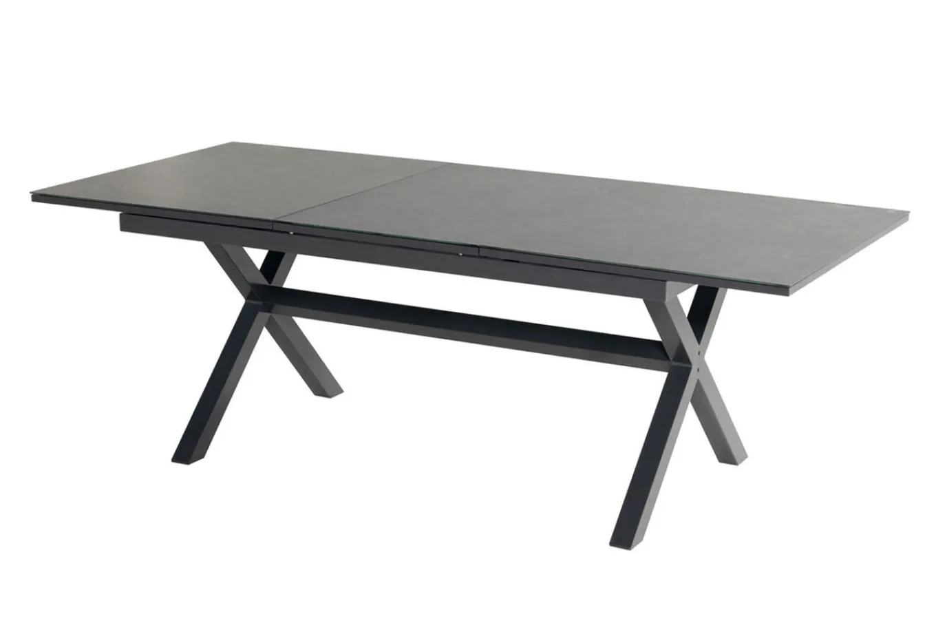 Discount Xanadu / Alice Garten-Essgruppe, xerix/natur, Alu/Teak/Glaskeramik, 4x4 Textilen, 8 Klappstühle, 160/220x100cm, Teak Armlehnen Aluminium-Gartenmöbel