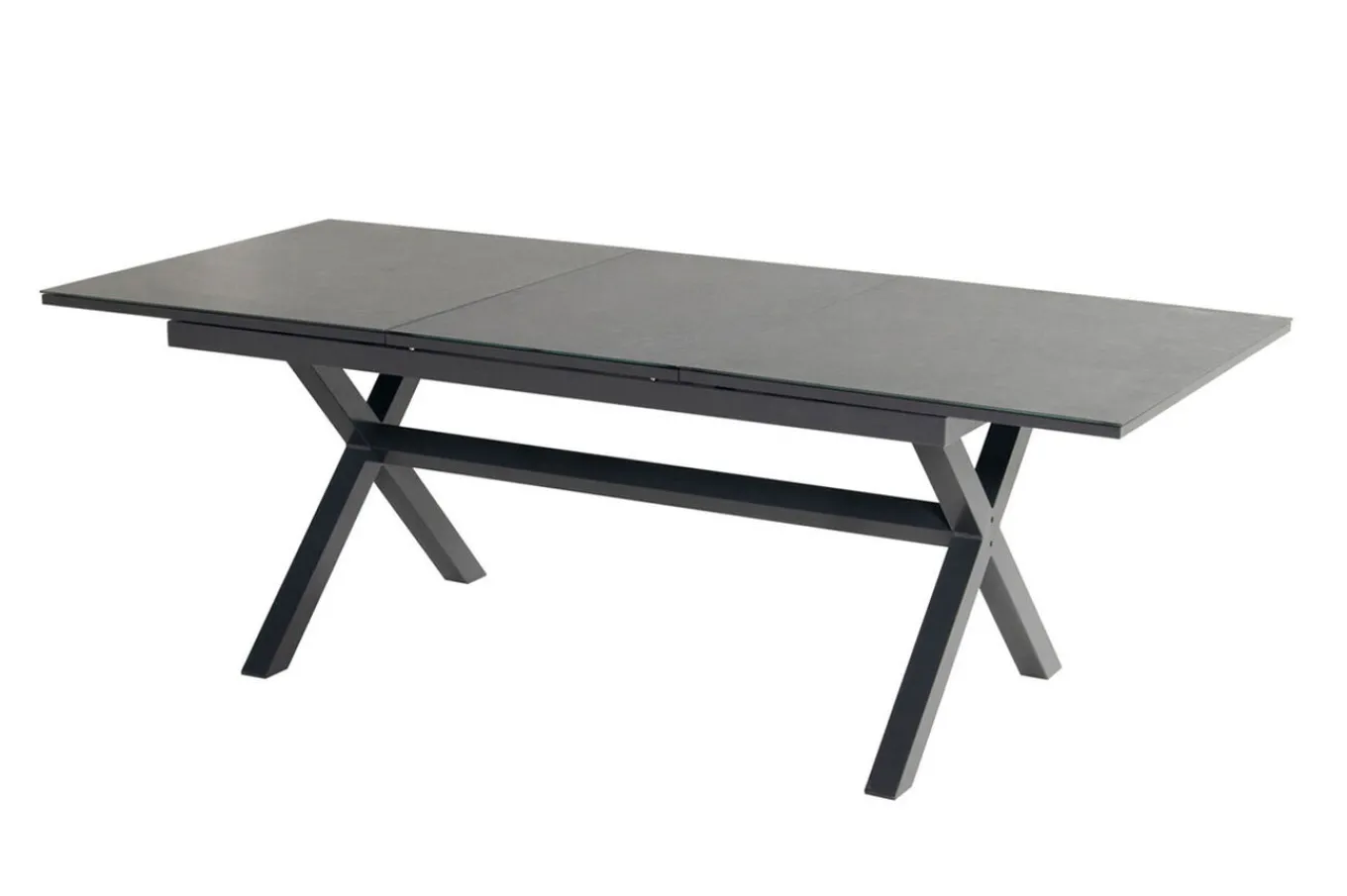 Best Xanadu / Alice Garten-Essgruppe, xerix/natur, Alu/Teak/Glaskeramik, 4x4 Textilen, 6 Klappstühle, 160/220x100cm, Teak Armlehnen Garten-Essgruppen|Aluminium-Gartenmöbel