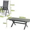 Outlet Xanadu / Alice Garten-Essgruppe, xerix, Alu/Textilene/Glaskeramik, 4 Klappstühle, 160/220x100cm Garten-Essgruppen|Aluminium-Gartenmöbel