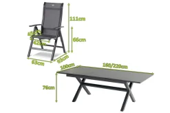 Discount Xanadu / Alice Garten-Essgruppe, xerix, Alu/Textilene/Glaskeramik, 8 Klappstühle, 160/220x100cm Garten-Essgruppen|Aluminium-Gartenmöbel