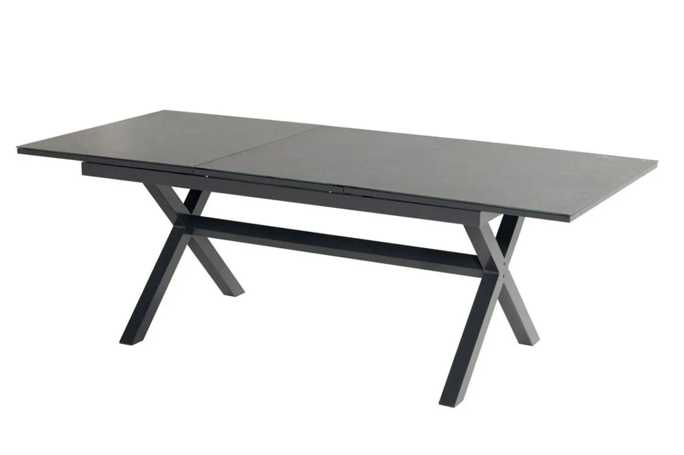 Online Xanadu / Alice Garten-Essgruppe, xerix/natur, Alu/Teak/Glaskeramik, 4x4 Textilen, 4 Klappstühle, 160/220x90cm, Teak Armlehnen Garten-Essgruppen|Aluminium-Gartenmöbel