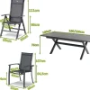 Online Xanadu / Alice Garten-Essgruppe, xerix, Alu/Textilene/Glaskeramik, 4 Stapelsessel, 2 Klappstühle, 160/220x100cm Garten-Essgruppen|Aluminium-Gartenmöbel