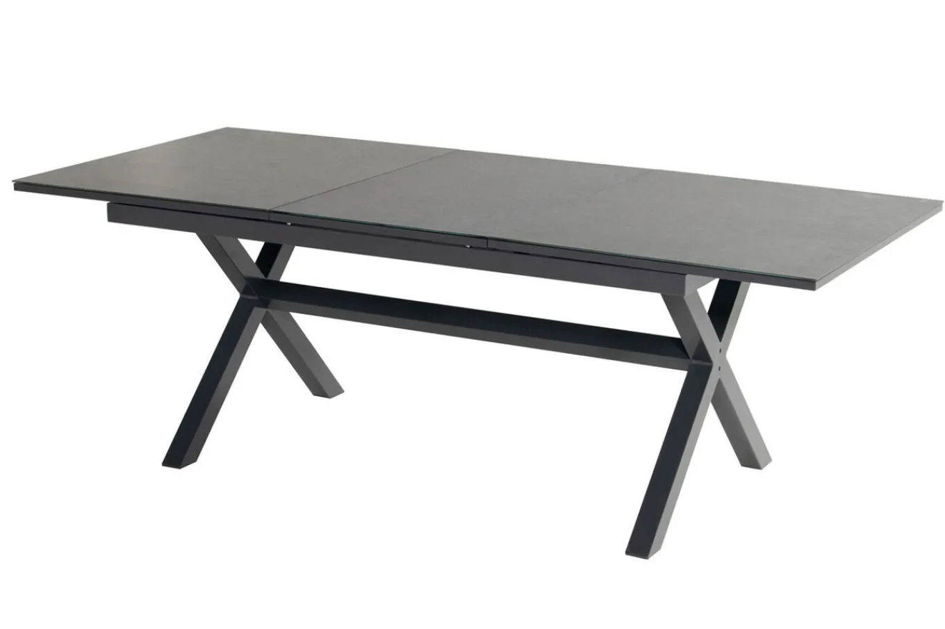 Online Xanadu / Alice Garten-Essgruppe, xerix, Alu/Textilene/Glaskeramik, 2 Stapelsessel, 6 Klappstühle, 160/220x100cm Garten-Essgruppen|Aluminium-Gartenmöbel