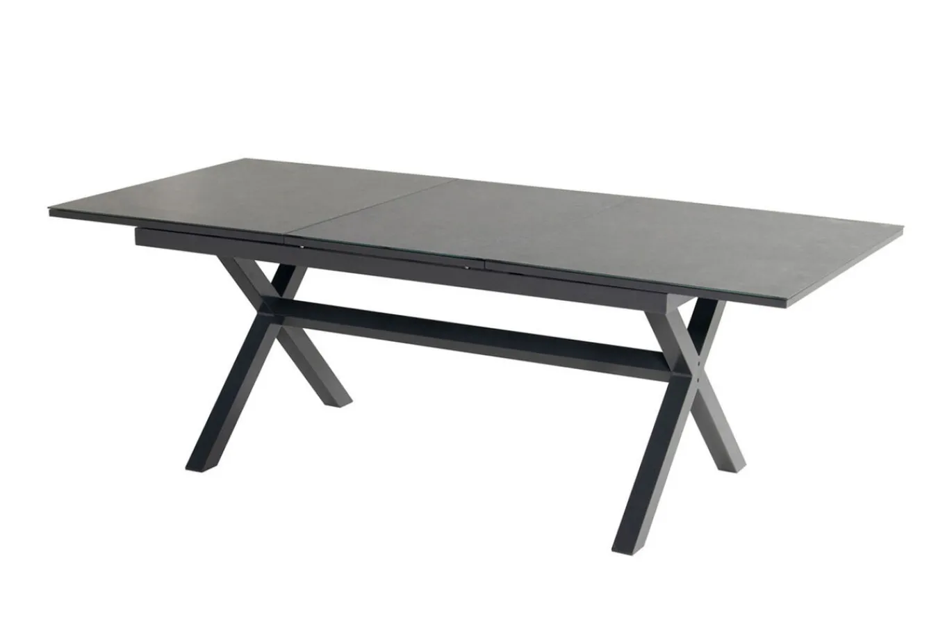 New Xanadu / Alice Garten-Essgruppe, xerix/natur, Alu/Teak/Glaskeramik, 4x4 Textilen, 4 Dining Sessel, 160/220x100cm, Teak Armlehnen Garten-Essgruppen|Aluminium-Gartenmöbel