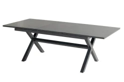Hot Xanadu / Aruba Garten-Essgruppe, xerix/natur, Alu/Teak/Glaskeramik, 6 Dining Sessel, 2 Klappstühle, 160/220x100cm, Teak Armlehnen Aluminium-Gartenmöbel