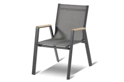 Outlet Xanadu / Aruba Garten-Essgruppe, xerix/natur, Alu/Teak/Glaskeramik, 4 Dining Sessel, 160/220x100cm, Teak Armlehnen Garten-Essgruppen|Aluminium-Gartenmöbel