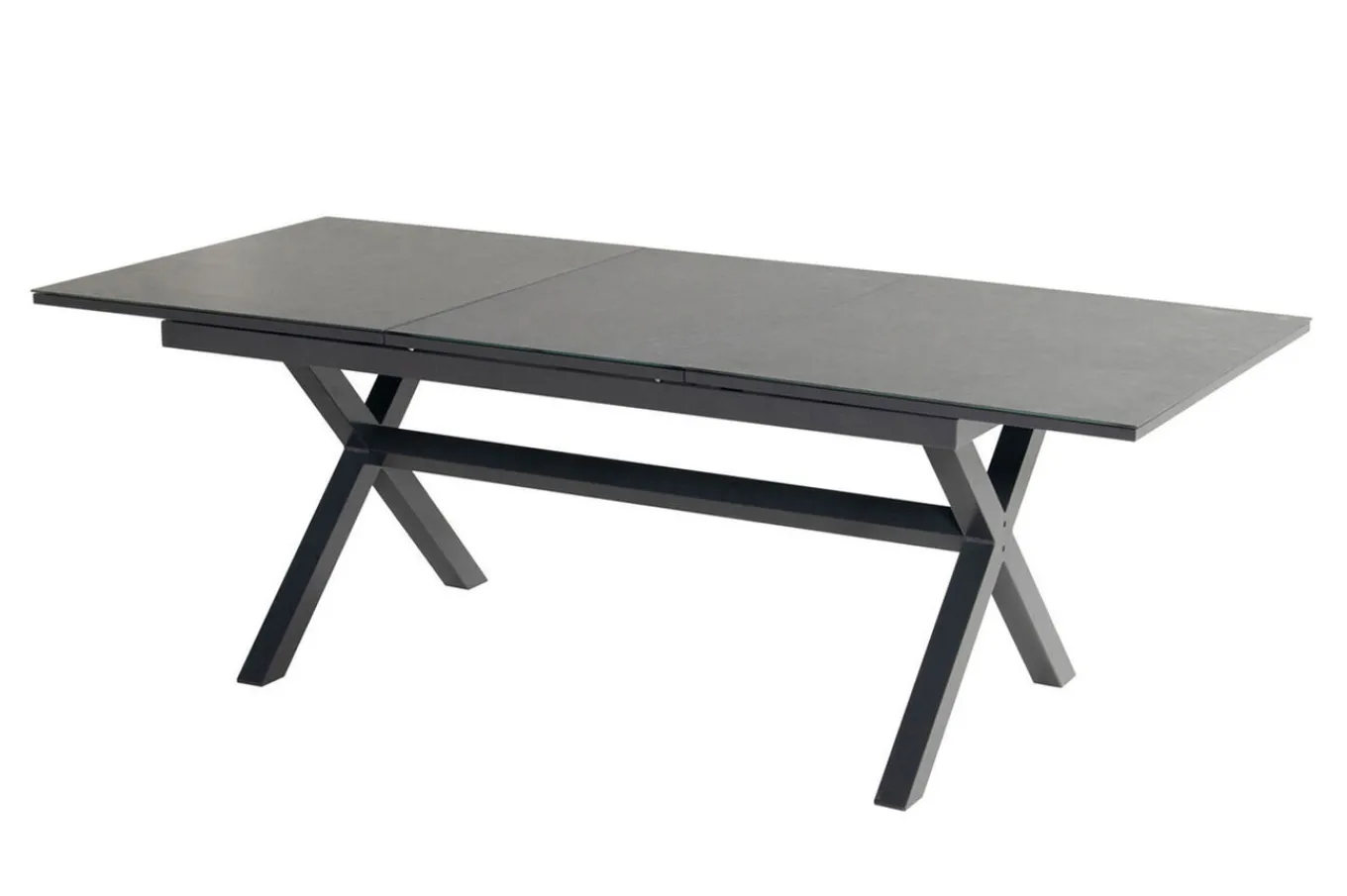 Sale Xanadu / Aruba Garten-Essgruppe, xerix/natur, Alu/Teak/Glaskeramik, 8 Dining Sessel, 160/220x100cm, Teak Armlehnen Garten-Essgruppen|Aluminium-Gartenmöbel