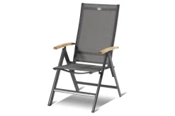 Sale Xanadu / Aruba Garten-Essgruppe, xerix/natur, Alu/Teak/Glaskeramik, 4 Dining Sessel, 2 Klappstühle, 160/220x100cm, Teak Armlehnen Garten-Essgruppen|Aluminium-Gartenmöbel