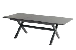 Outlet Xanadu / Aruba Garten-Essgruppe, xerix/natur, Alu/Teak/Glaskeramik, 6 Klappstühle, 160/220x100cm, Teak Armlehnen Garten-Essgruppen|Aluminium-Gartenmöbel
