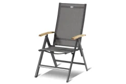 Outlet Xanadu / Aruba Garten-Essgruppe, xerix/natur, Alu/Teak/Glaskeramik, 6 Klappstühle, 160/220x100cm, Teak Armlehnen Garten-Essgruppen|Aluminium-Gartenmöbel