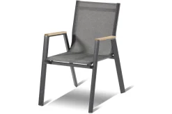 Best Xanadu / Aruba Set, xerix/anthrazit, Alu/Teakholz, 8 Stapelsessel, Teakarmlehnen, 220x100cm Garten-Essgruppen
