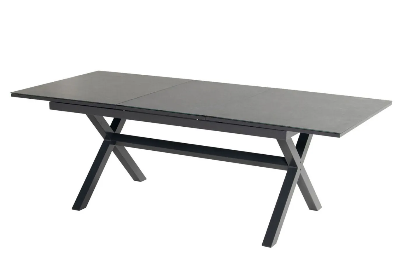 Discount Xanadu Ausziehtisch, xerix, Alu/Glaskeramik, 160/220x100cm, X-Gestell Gartentische|Aluminium-Gartenmöbel