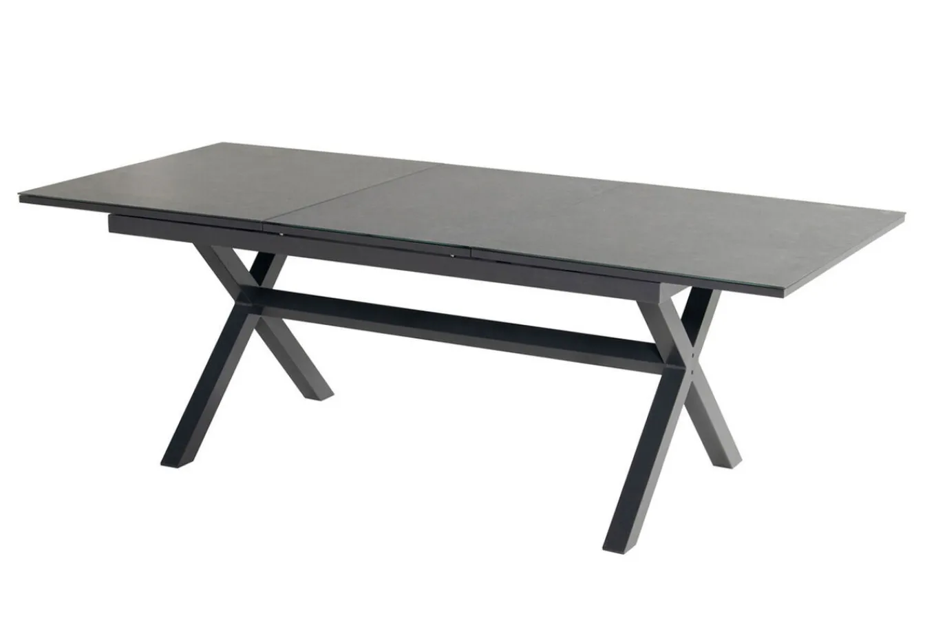 New Xanadu / da Vinci Garten-Essgruppe, xerix/natur, Alu/Teak/Glaskeramik, 4 Klappstühle, 160/220x100cm, Teak Armlehnen Garten-Essgruppen|Aluminium-Gartenmöbel
