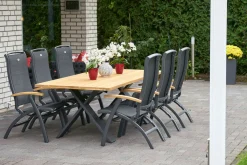 Discount Xanadu Esstisch, xerix, Alu / Teakholz, 220 x 100 cm, X-Gestell Gartentische