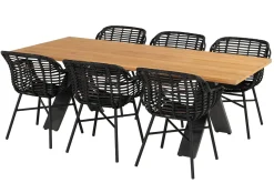 Discount Xanadu Esstisch, xerix, Alu / Teakholz, 220 x 100 cm, X-Gestell Gartentische