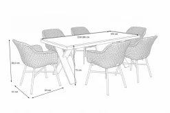 New Xanadu Garten-Essgruppe, schwarz/weiß/grau, Aluminium/Kunststoff/Glaskeramik, 220/280 x 100 cm Tisch, ausziehbar, robust, korrosionsbeständig, UV-beständig, mit Fußkappen, pulverbeschichtet Aluminium-Gartenmöbel