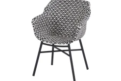 New Xanadu Garten-Essgruppe, schwarz/weiß/grau, Aluminium/Kunststoff/Glaskeramik, 220/280 x 100 cm Tisch, ausziehbar, robust, korrosionsbeständig, UV-beständig, mit Fußkappen, pulverbeschichtet Aluminium-Gartenmöbel