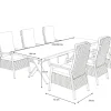 Outlet Xanadu Garten-Essgruppe, anthrazit/grau, Alu/Polyrattan, Tischplatte ausziehbar 220/280 x 100 cm, pulverbeschichtet, inkl. 6 Sessel Garten-Essgruppen