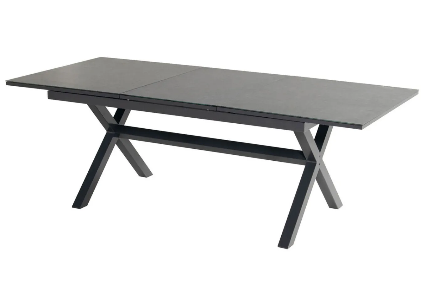 Clearance Xanadu / Primo Garten-Essgruppe, xerix, Alu/Textilene/Glaskeramik, 4 Klappstühle, 160/220x100cm, Ausziehfunktion Garten-Essgruppen|Aluminium-Gartenmöbel