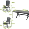 Xanadu / Raffaelo Garten-Essgruppe, xerix/natur, Alu/Teak/Glaskeramik, 2 Dining Sessel, 6 Klappstühle, 160/220x100cm, Teak Armlehnen Aluminium-Gartenmöbel