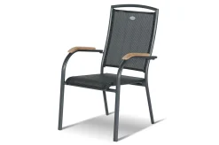 Xanadu / Raffaelo Garten-Essgruppe, xerix/natur, Alu/Teak/Glaskeramik, 2 Dining Sessel, 6 Klappstühle, 160/220x100cm, Teak Armlehnen Aluminium-Gartenmöbel