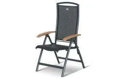 Xanadu / Raffaelo Garten-Essgruppe, xerix/natur, Alu/Teak/Glaskeramik, 2 Dining Sessel, 6 Klappstühle, 160/220x100cm, Teak Armlehnen Aluminium-Gartenmöbel
