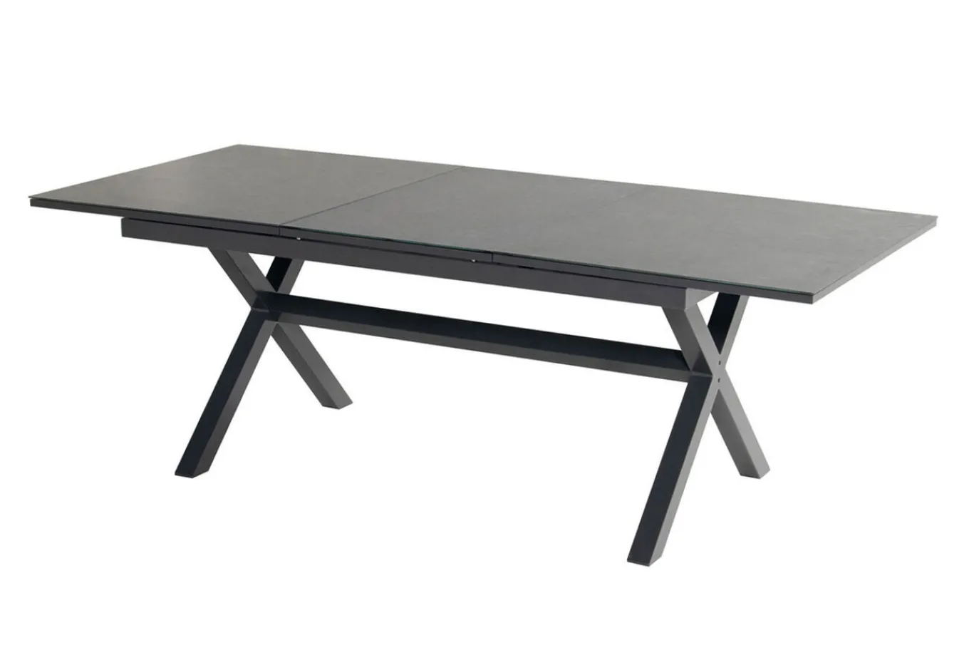 New Xanadu / Raffaelo Garten-Essgruppe, xerix/natur, Alu/Teak/Glaskeramik, 4 Klappstühle, 160/220x100cm, Teak Armlehnen Garten-Essgruppen|Aluminium-Gartenmöbel